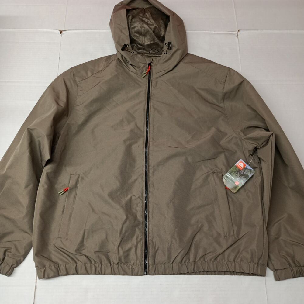 NWT Ozark Trail Windbreaker Jacket Men's XL‎ Taupe Falls Zip Pockets Hooded